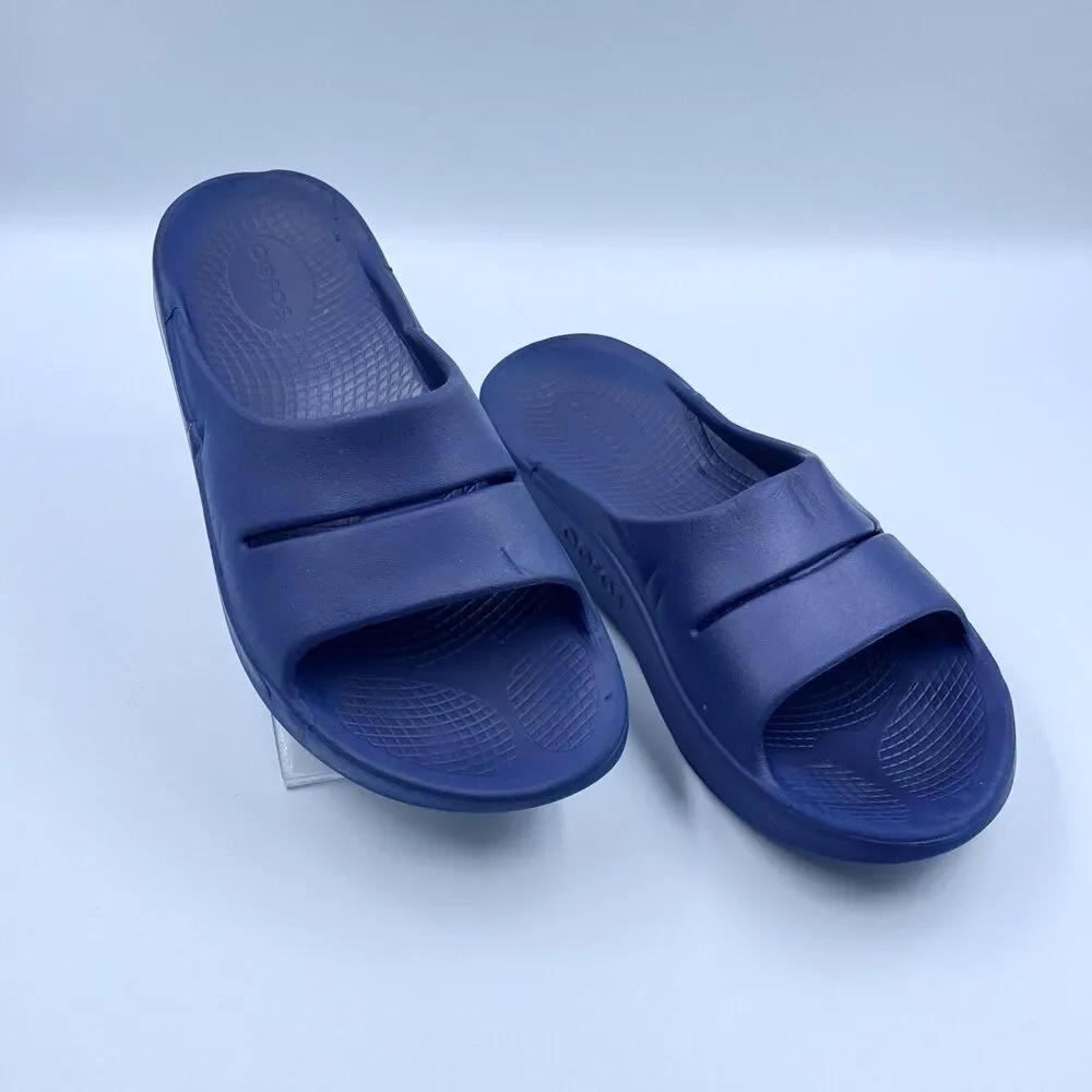 OOFOS Unisex M7 W9 Blue OOahh Recovery Slide Sandal Soft Cushion Comfort